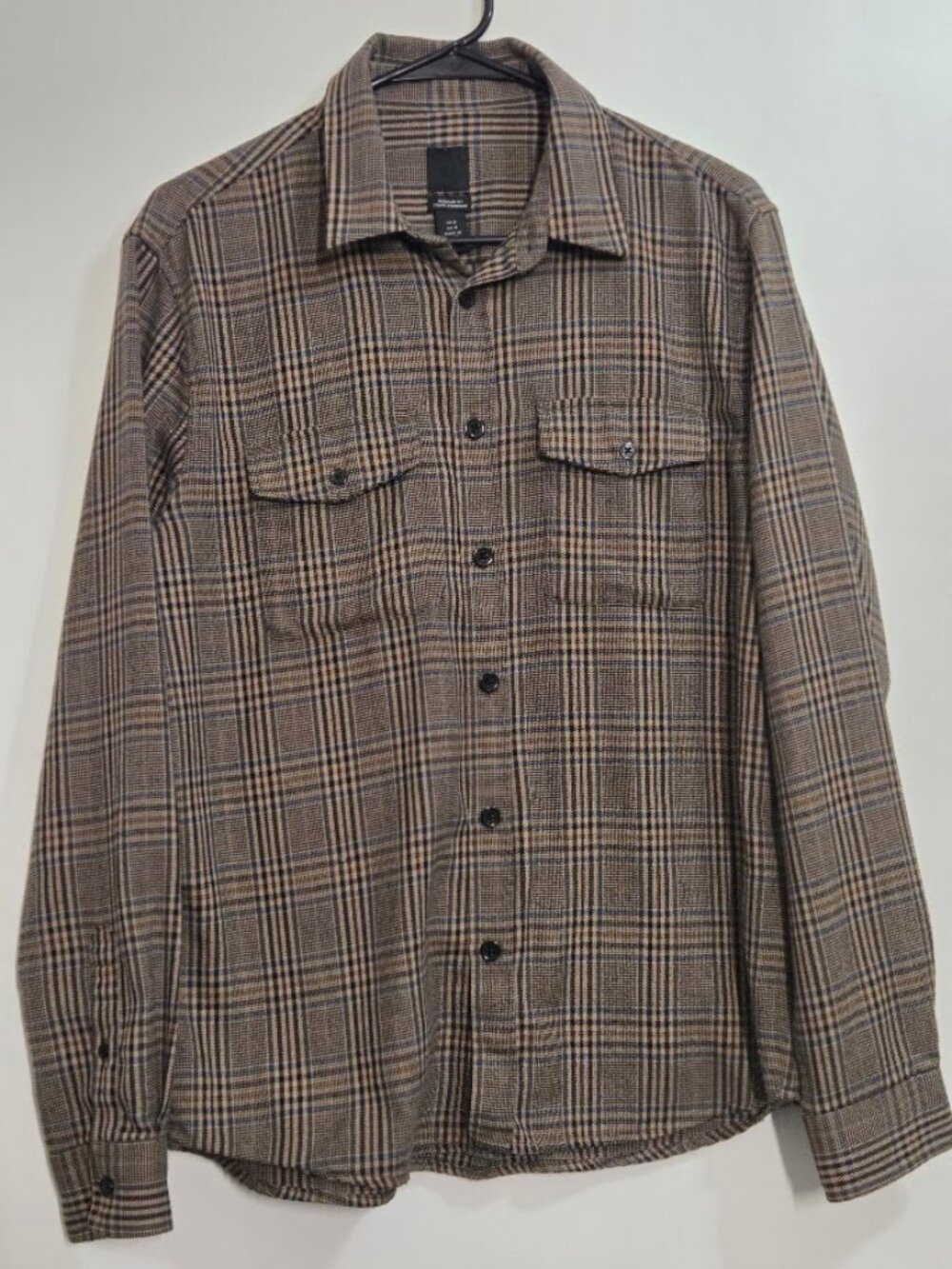 H&M Plaid Button Down in Brown & Blue Size Medium Like New